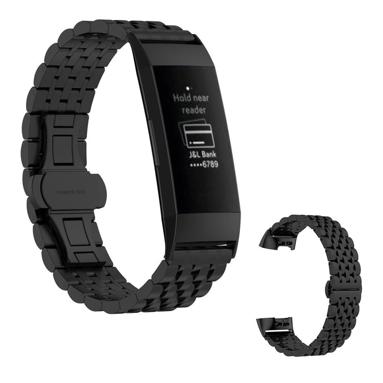 Mega kønt Fitbit Charge 3 Metal Rem - Sort#serie_1