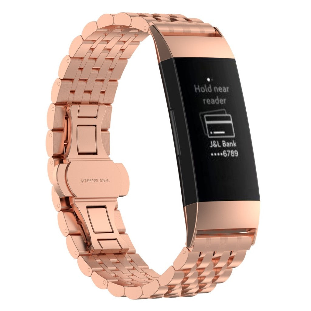 Mega kønt Fitbit Charge 3 Metal Rem - Pink#serie_2