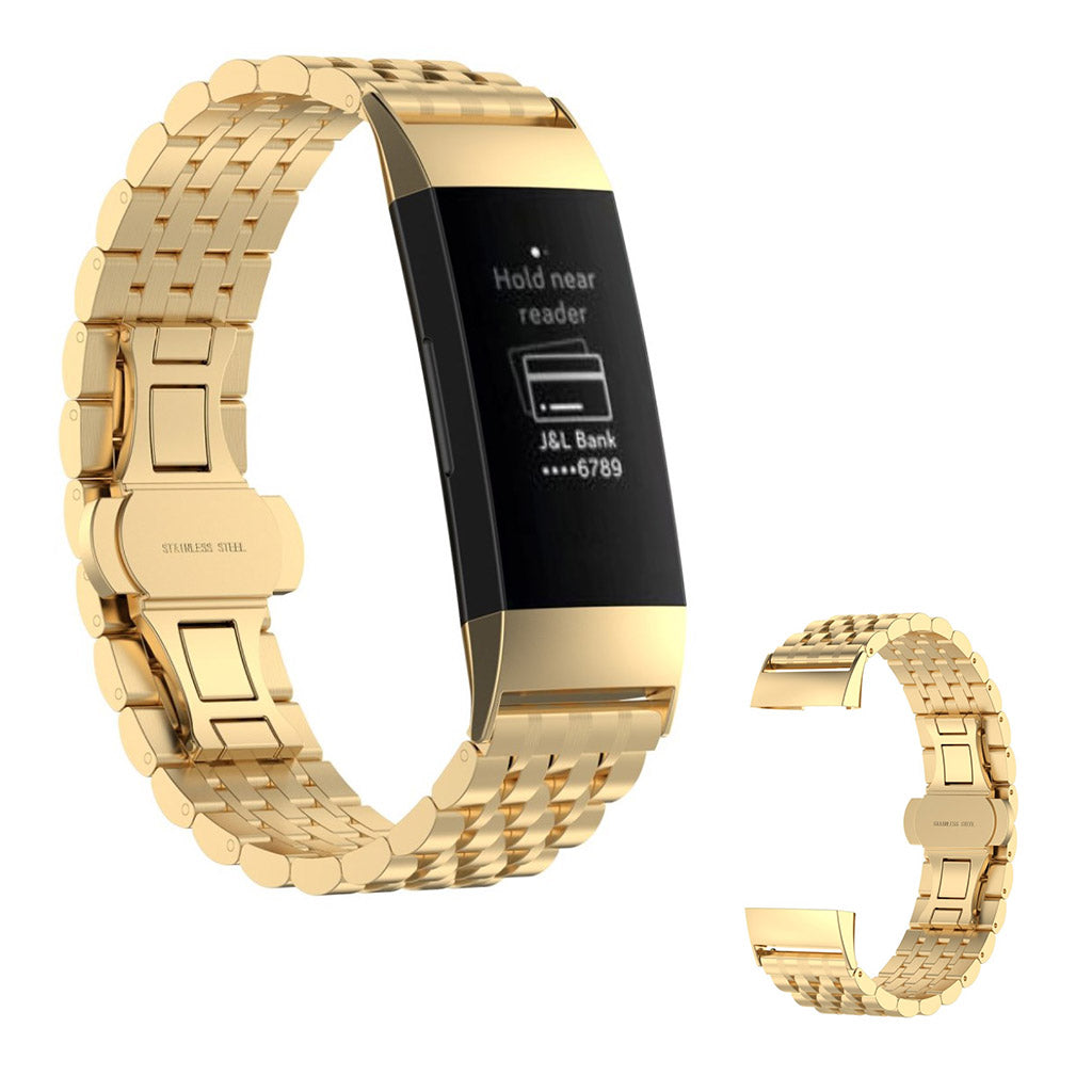 Mega kønt Fitbit Charge 3 Metal Rem - Guld#serie_3