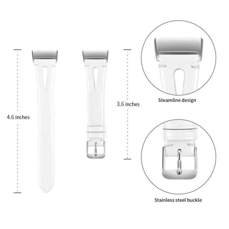 Rigtigt pænt Fitbit Charge 3 Ægte læder Rem - Hvid#serie_2
