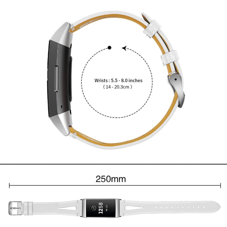 Rigtigt pænt Fitbit Charge 3 Ægte læder Rem - Hvid#serie_2