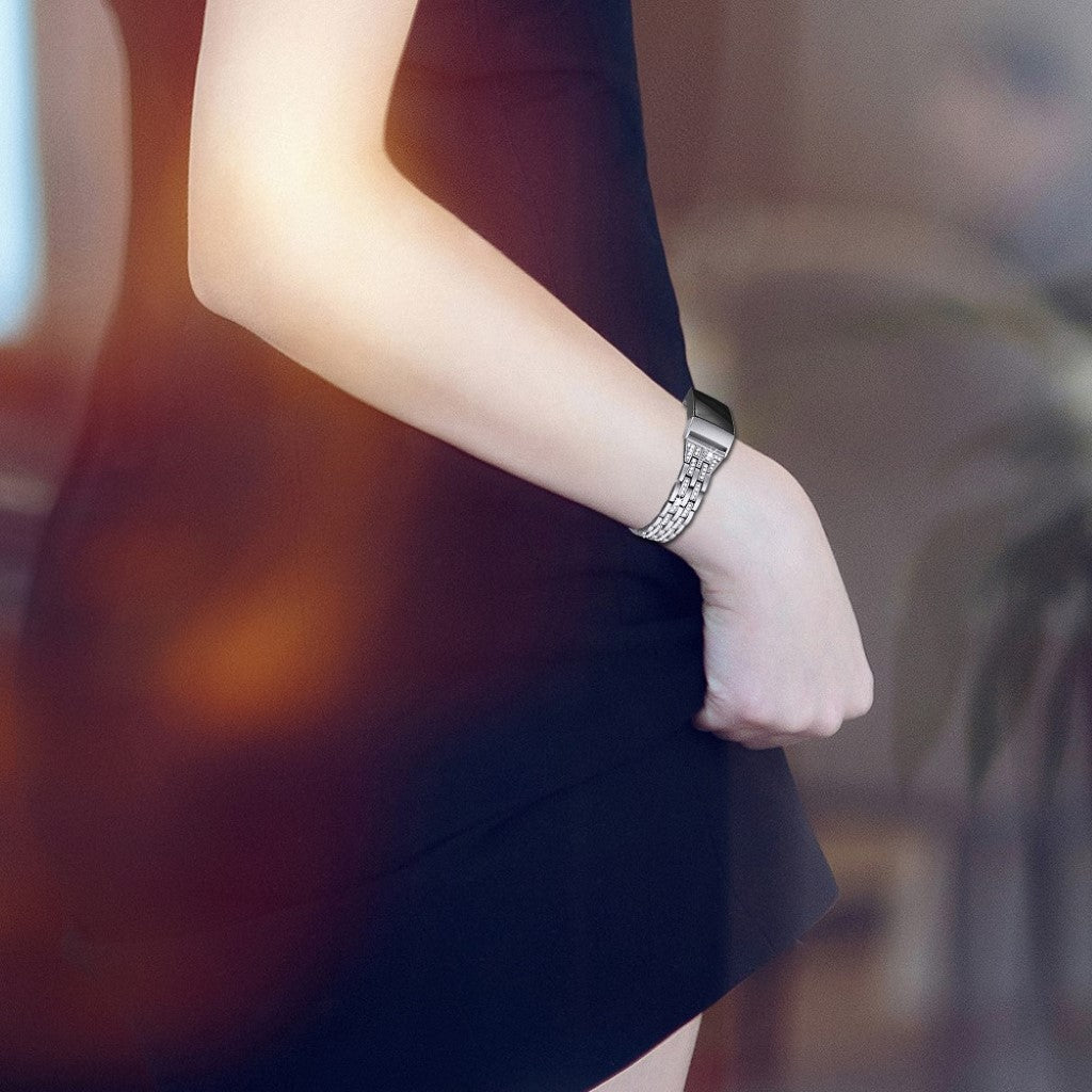 Vildt smuk Fitbit Charge 3 Plastik og Silikone Rem - Sølv#serie_2
