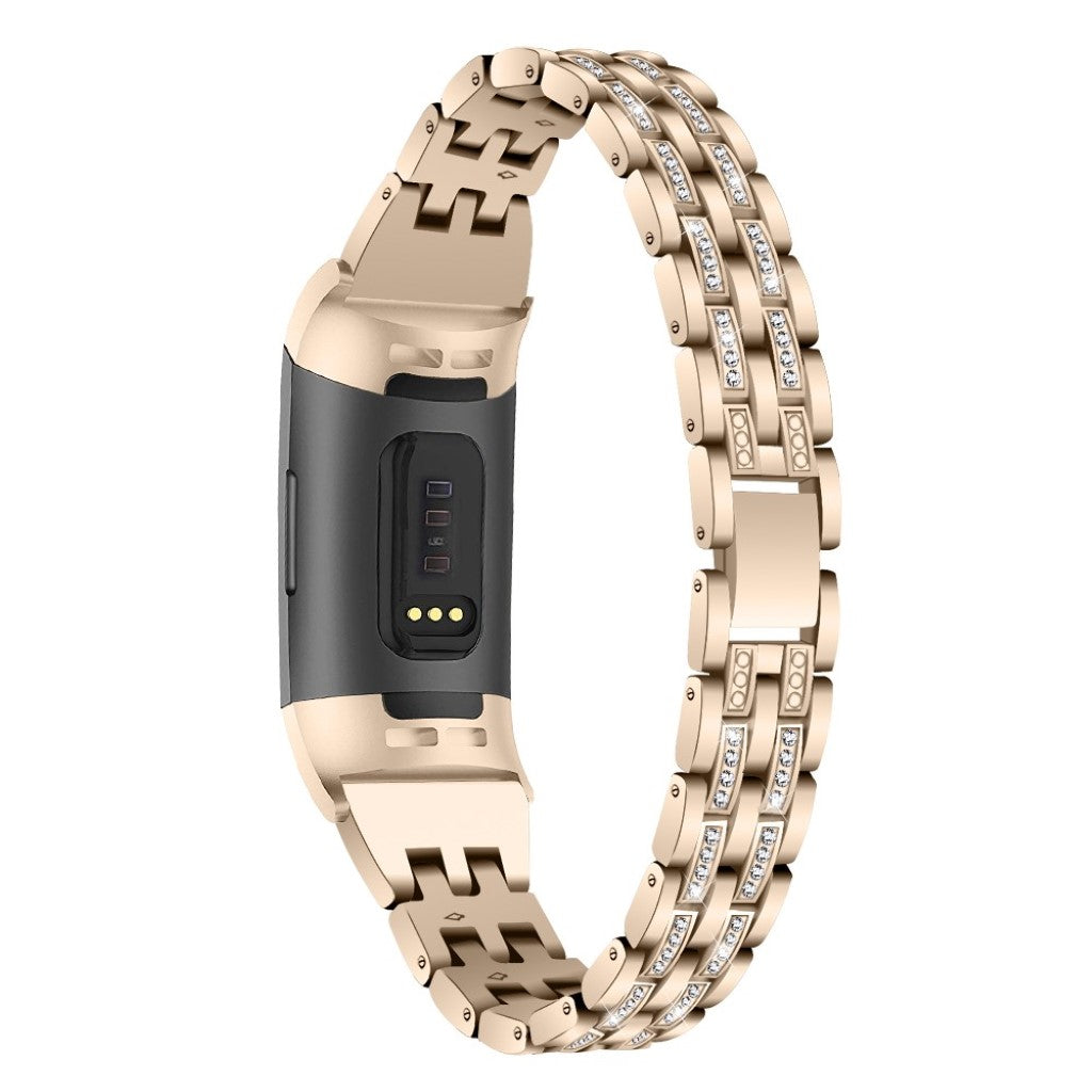 Vildt smuk Fitbit Charge 3 Plastik og Silikone Rem - Guld#serie_5