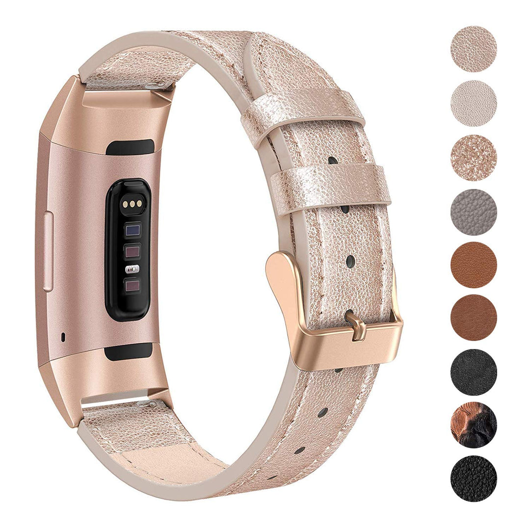 Meget godt Fitbit Charge 3 Ægte læder Rem - Pink#serie_8