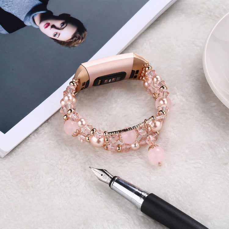 Flot Fitbit Charge 3 Metal og Rhinsten Rem - Pink#serie_3