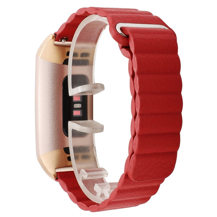 Super smuk Fitbit Charge 3 Ægte læder Rem - Rød#serie_5