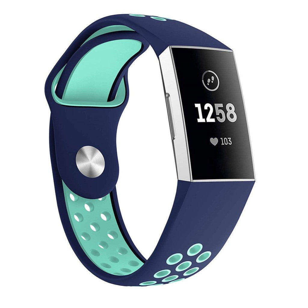 Meget skøn Fitbit Charge 3 Silikone Rem - Blå#serie_7