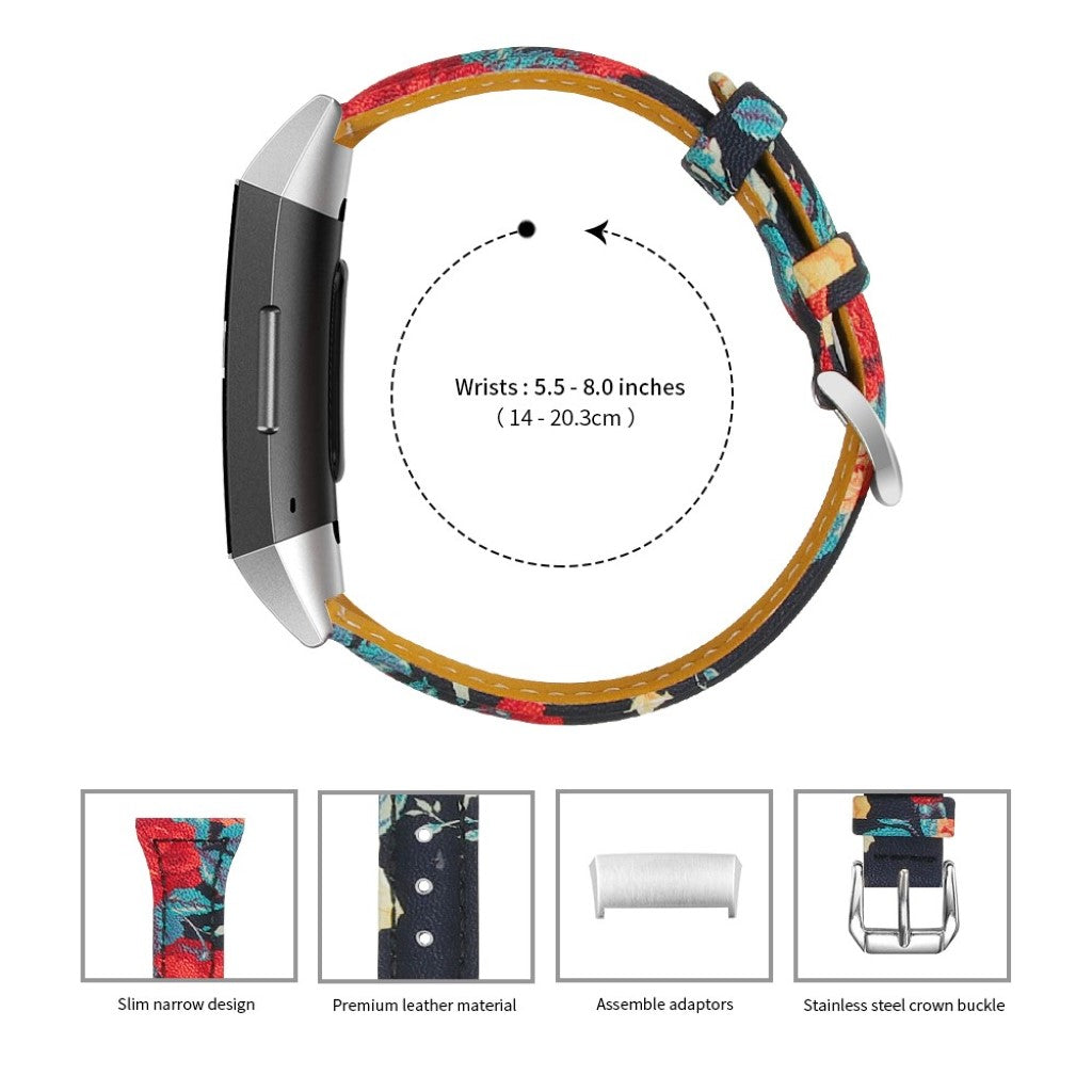Slidstærk Fitbit Charge 3 Ægte læder Rem - Flerfarvet#serie_2