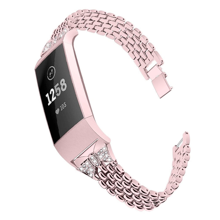 Vildt fantastisk Fitbit Charge 3 Metal og Rhinsten Rem - Pink#serie_3