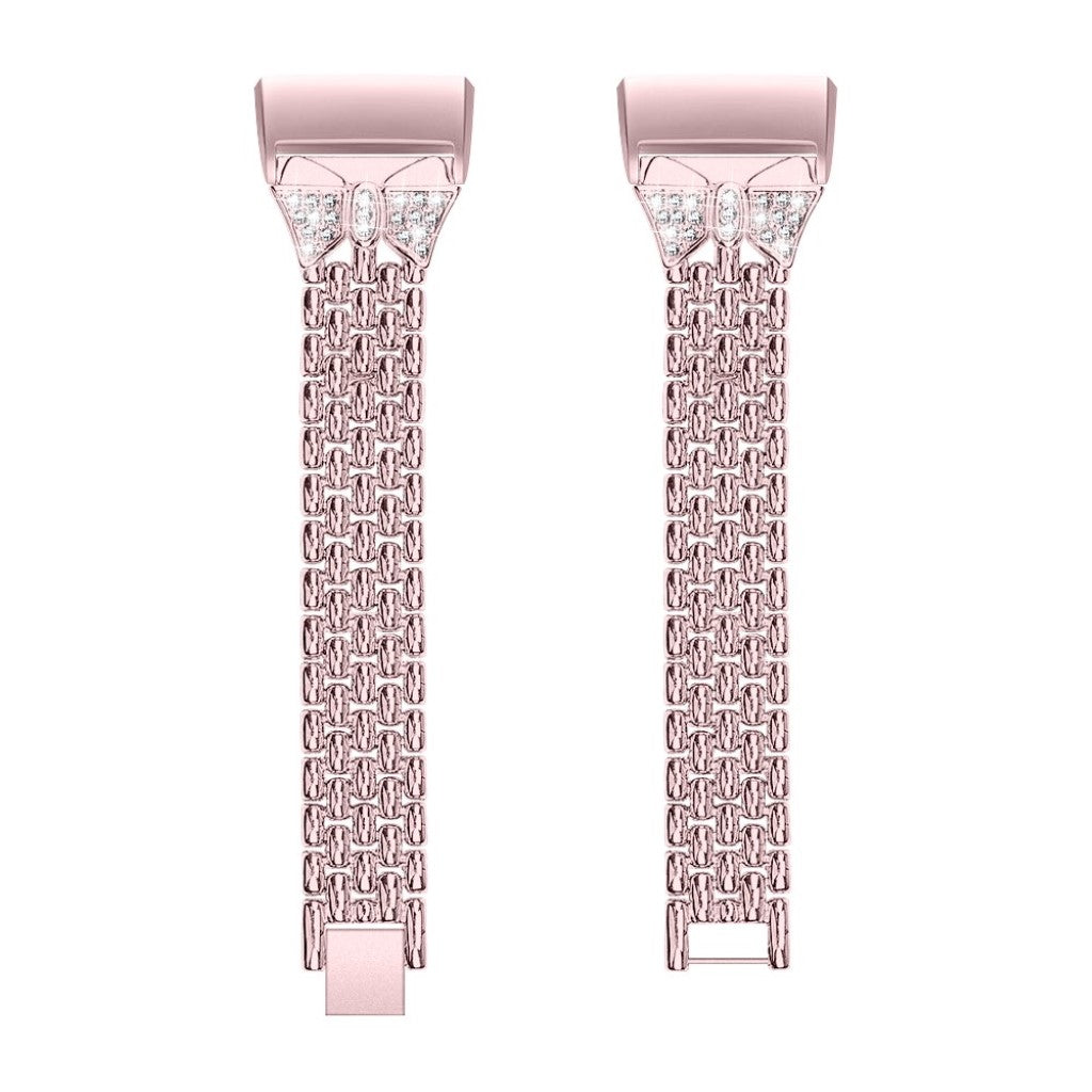 Vildt fantastisk Fitbit Charge 3 Metal og Rhinsten Rem - Pink#serie_3