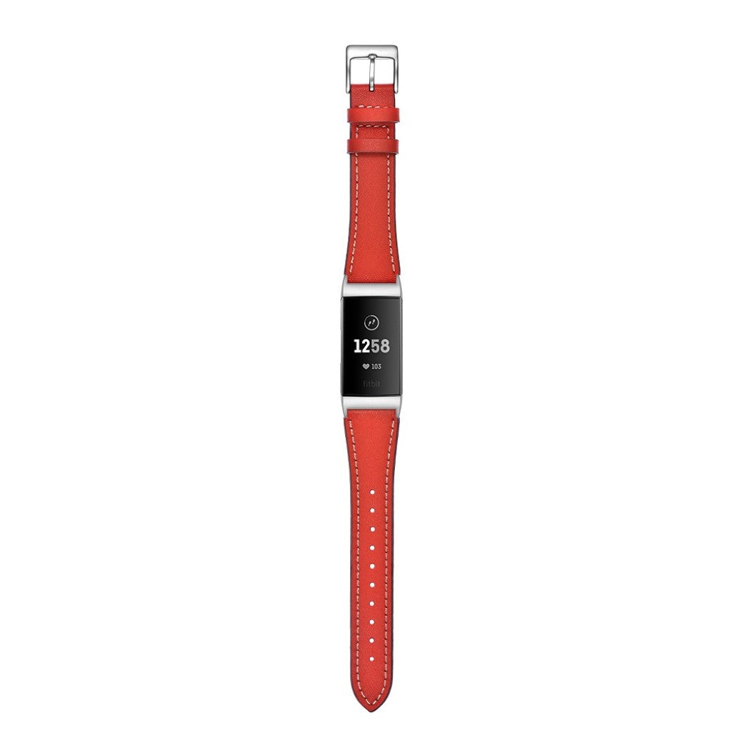 Vildt godt Fitbit Charge 3 Ægte læder Rem - Rød#serie_2