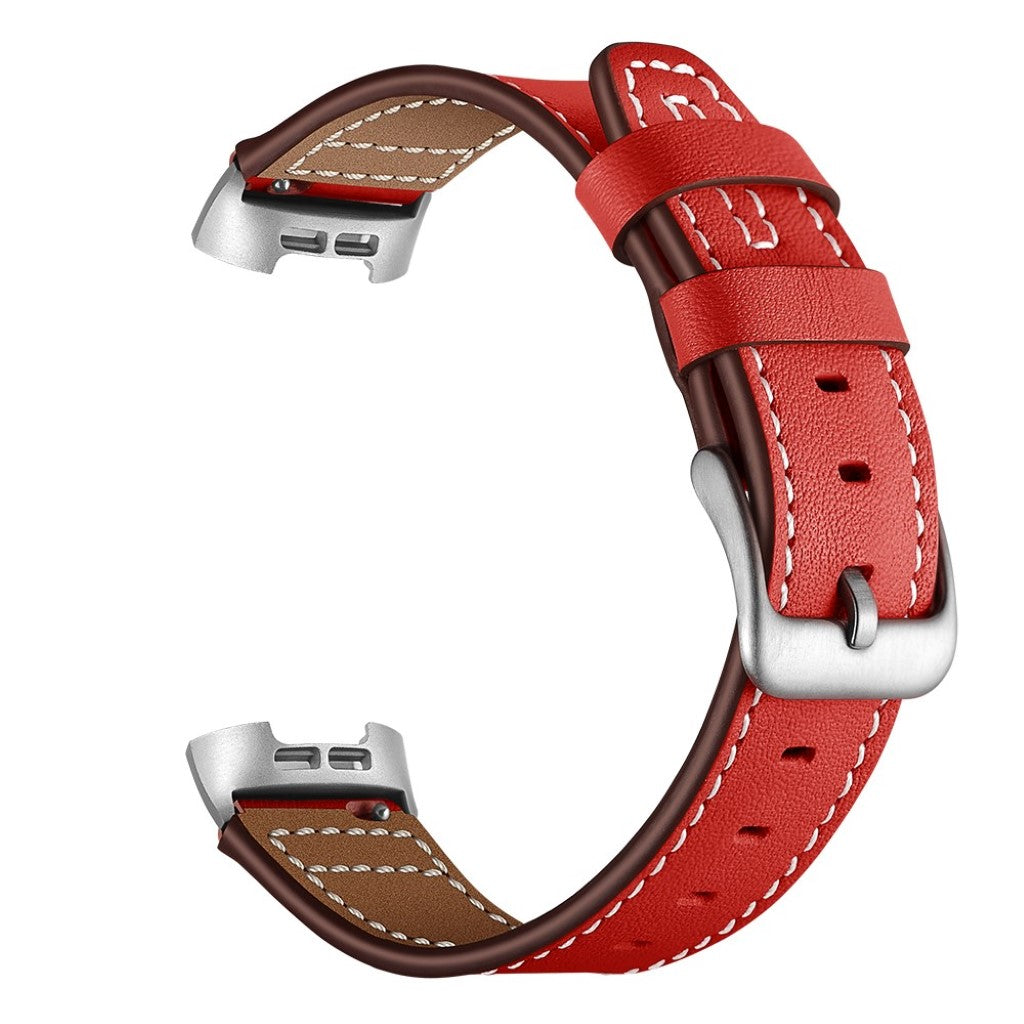 Vildt pænt Fitbit Charge 3 Ægte læder Rem - Rød#serie_2