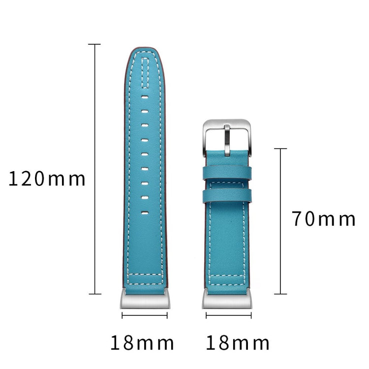 Vildt pænt Fitbit Charge 3 Ægte læder Rem - Blå#serie_3