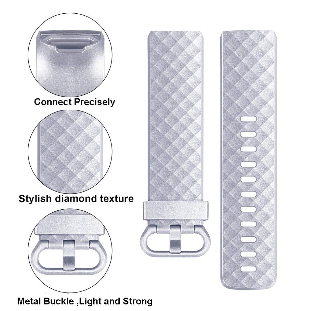 Vildt rart Fitbit Charge 3 Silikone Rem - Størrelse: S - Sølv#serie_2