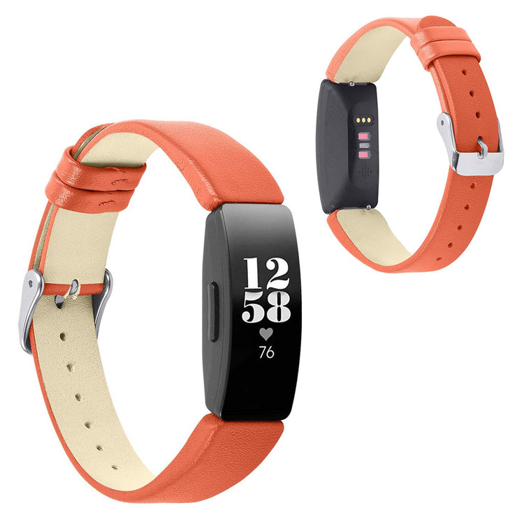 Meget fint Fitbit Inspire Ægte læder Rem - Orange#serie_3