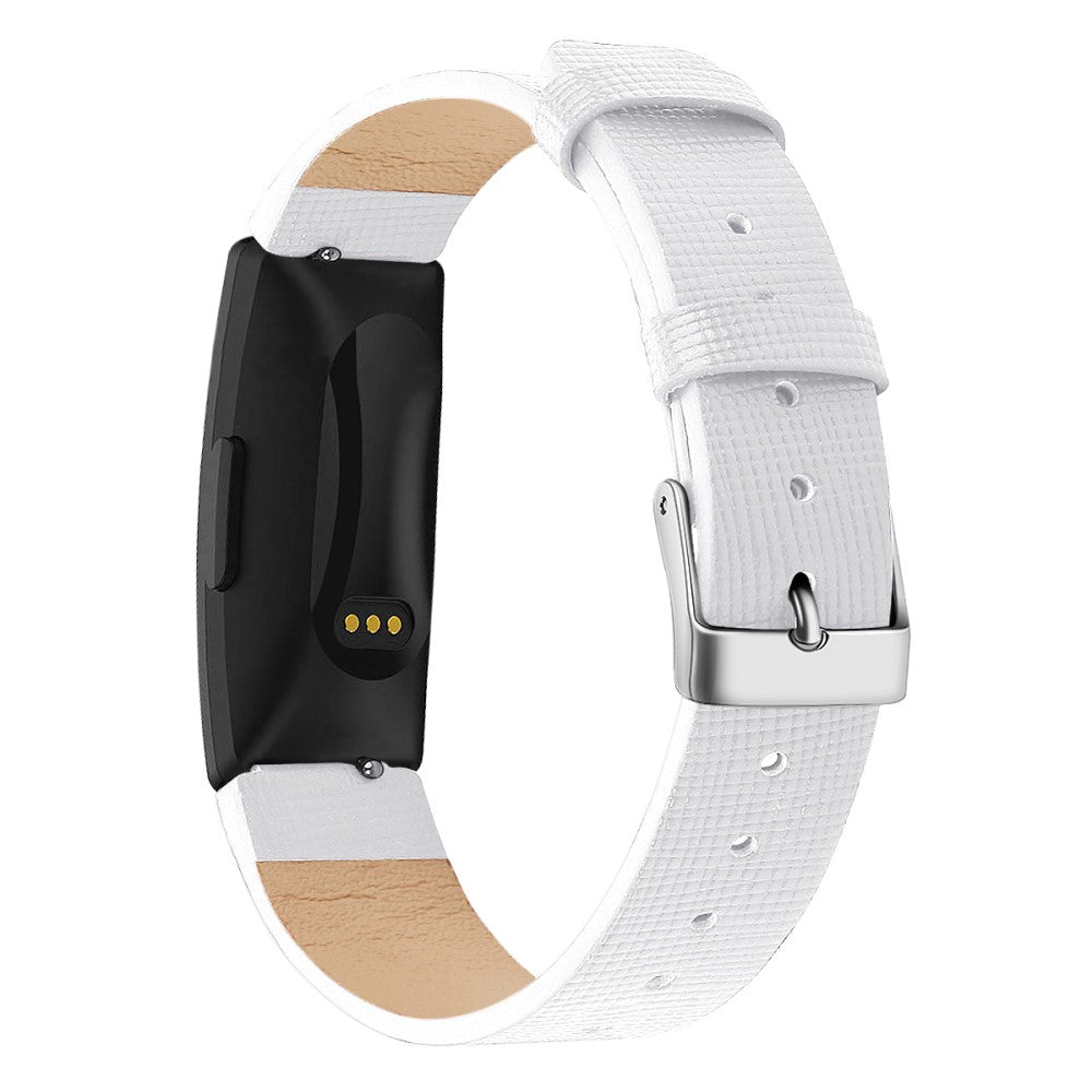Vildt elegant Fitbit Inspire Ægte læder Rem - Størrelse: S - Hvid#serie_1
