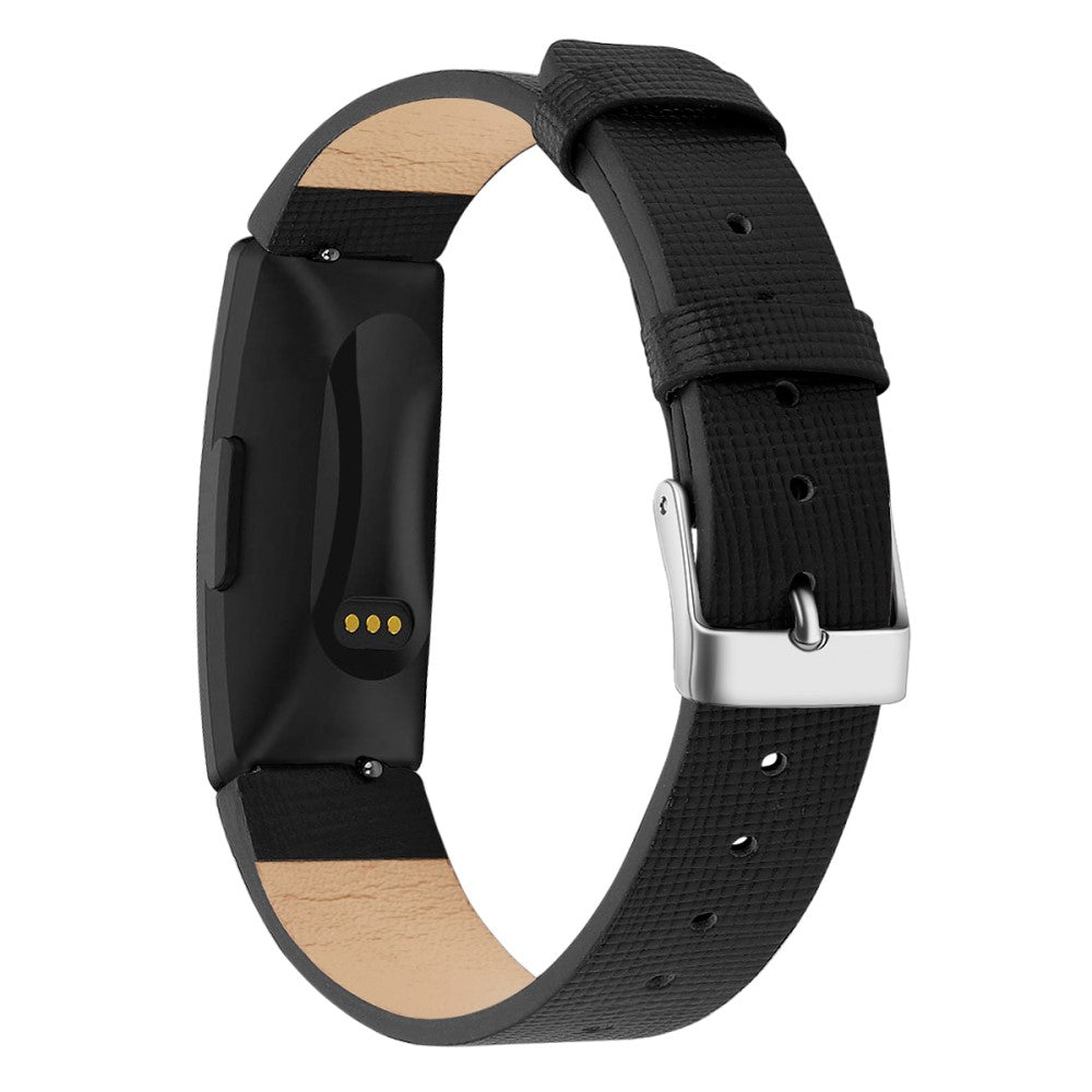Vildt elegant Fitbit Inspire Ægte læder Rem - Størrelse: S - Sort#serie_3