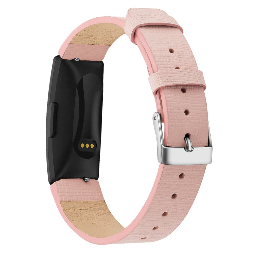 Helt vildt elegant Fitbit Inspire Ægte læder Rem - Størrelse: L - Pink#serie_2