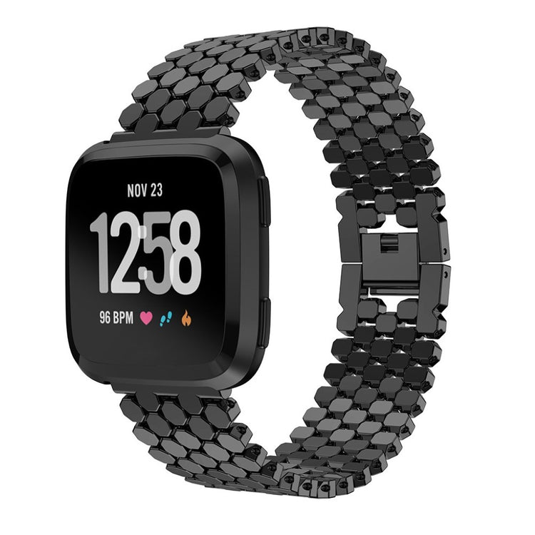 Super skøn Fitbit Versa Lite Metal Rem - Sort#serie_1