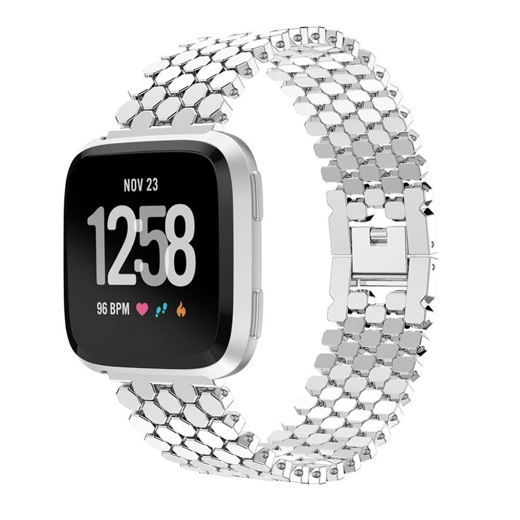 Super skøn Fitbit Versa Lite Metal Rem - Sølv#serie_2