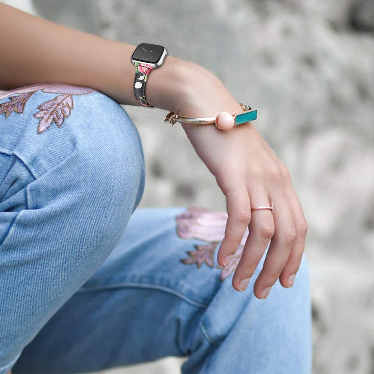Helt vildt cool Fitbit Versa Lite Ægte læder Rem - Sort#serie_1