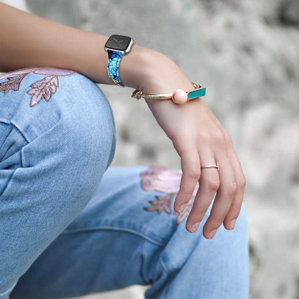 Helt vildt cool Fitbit Versa Lite Ægte læder Rem - Blå#serie_7