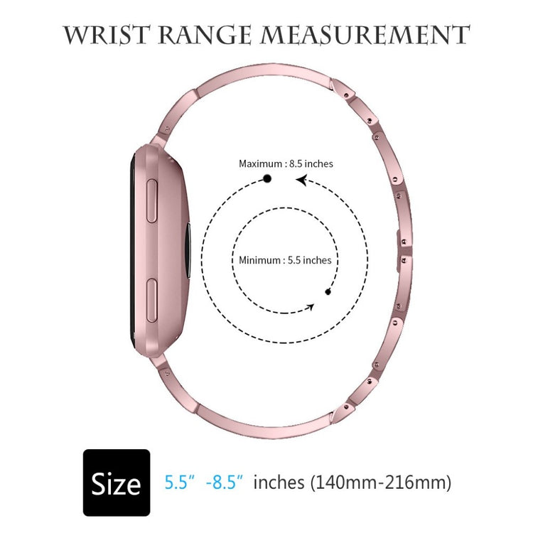 Super fed Fitbit Versa Lite Metal og Rhinsten Rem - Pink#serie_4