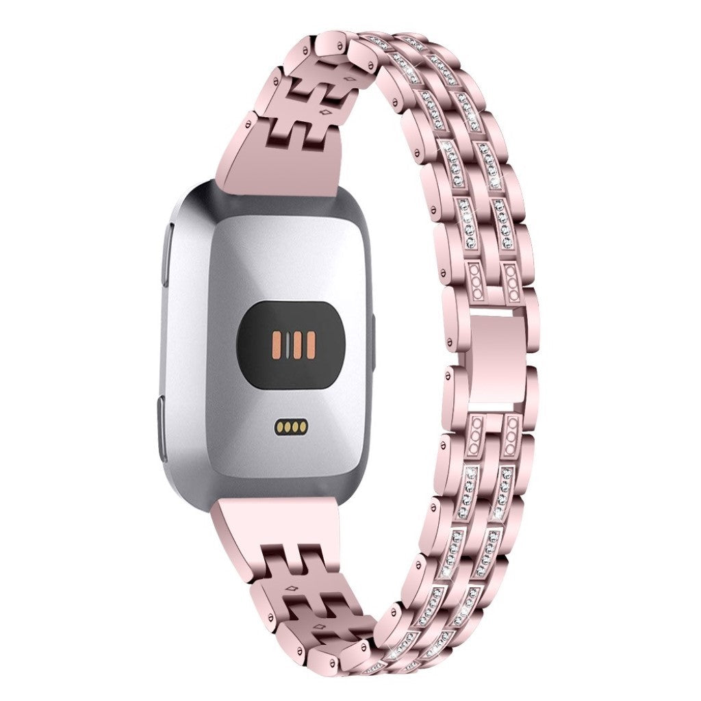 Mega fint Fitbit Versa Lite Metal og Rhinsten Rem - Pink#serie_2