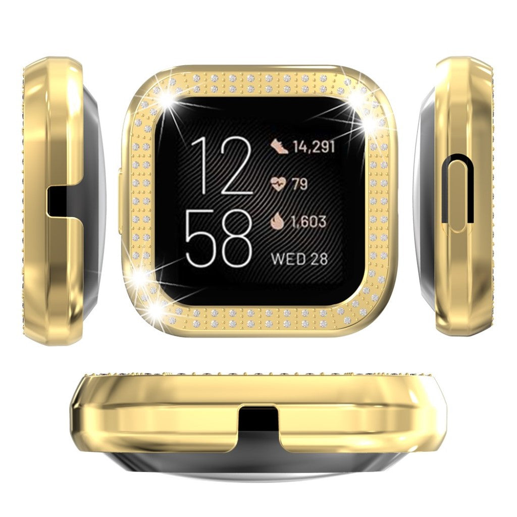 Fitbit Versa 2  Rhinsten og Silikone Bumper  - Guld#serie_6