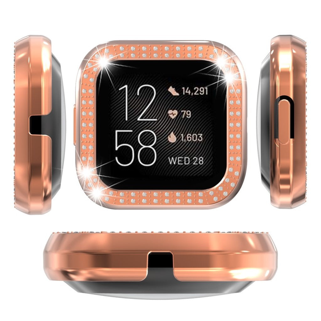 Fitbit Versa 2  Rhinsten og Silikone Bumper  - Pink#serie_7