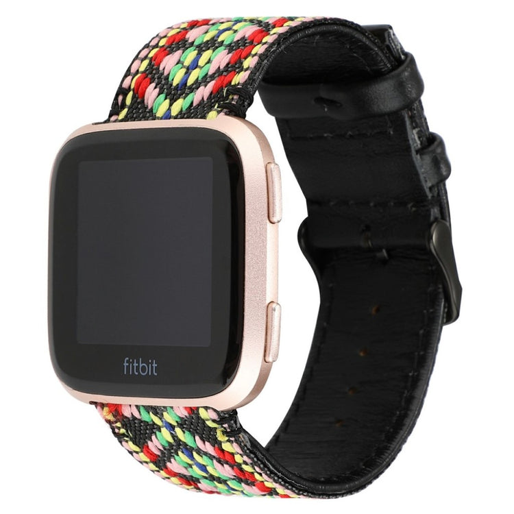 Vildt godt Fitbit Versa 2 Ægte læder og Nylon Rem - Rød#serie_3