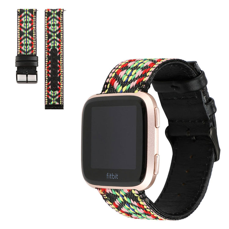 Vildt godt Fitbit Versa 2 Ægte læder og Nylon Rem - Rød#serie_3