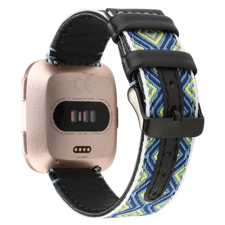 Vildt godt Fitbit Versa 2 Ægte læder og Nylon Rem - Blå#serie_4