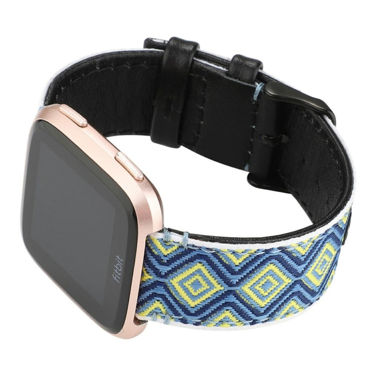 Vildt godt Fitbit Versa 2 Ægte læder og Nylon Rem - Blå#serie_4