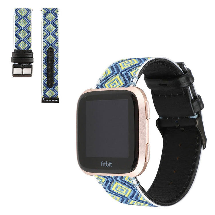 Vildt godt Fitbit Versa 2 Ægte læder og Nylon Rem - Blå#serie_4