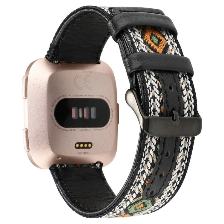 Vildt godt Fitbit Versa 2 Ægte læder og Nylon Rem - Hvid#serie_5