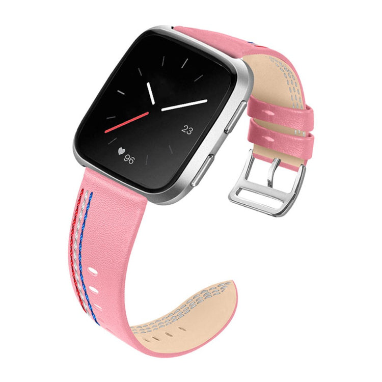 Kønt Fitbit Versa 2 / Fitbit Versa Lite Ægte læder Rem - Pink#serie_6