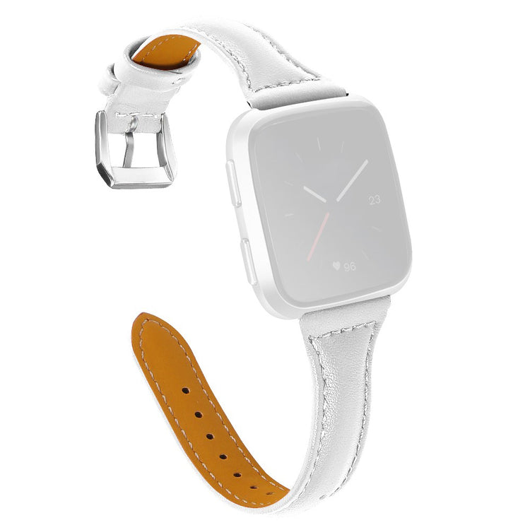 Elegant Fitbit Versa 2 / Fitbit Versa Lite Ægte læder Rem - Hvid#serie_1