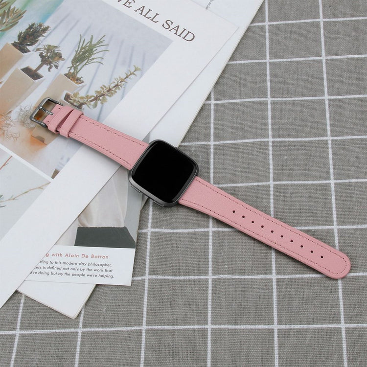 Elegant Fitbit Versa 2 / Fitbit Versa Lite Ægte læder Urrem - Pink#serie_2