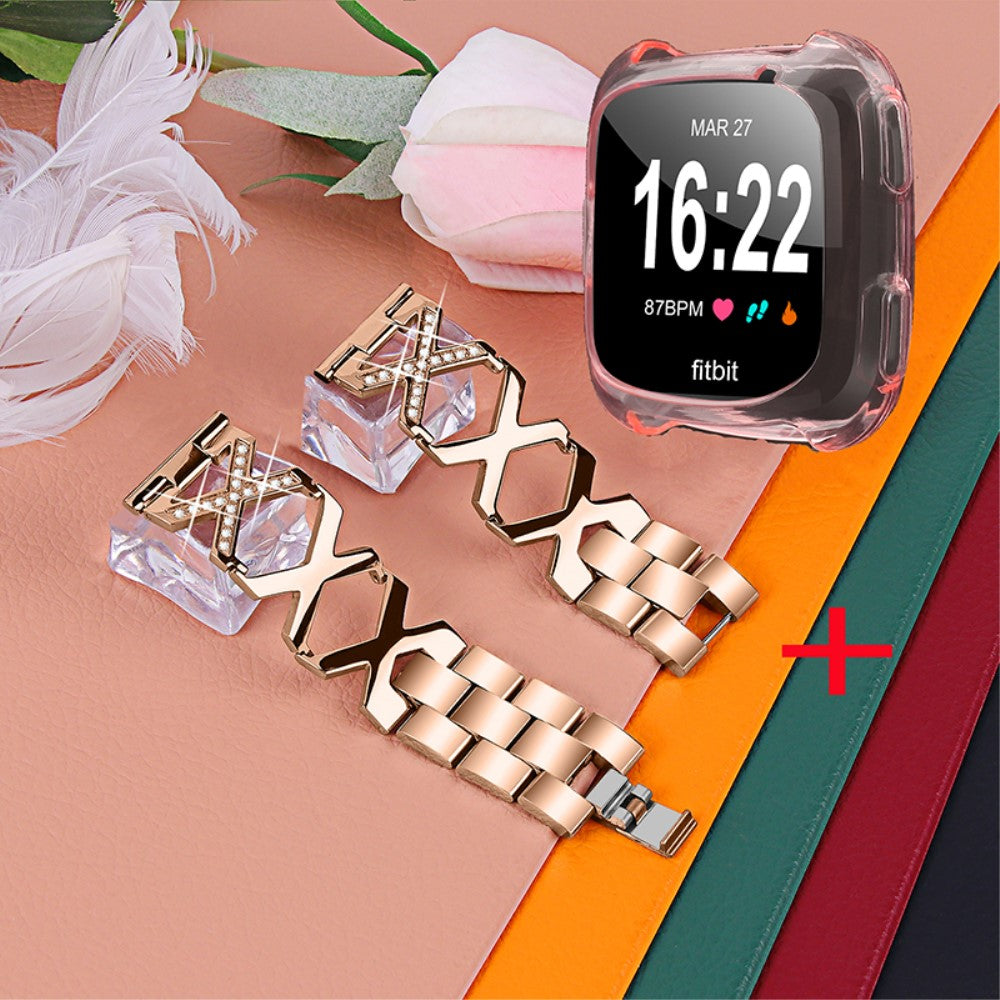 Fitbit Versa 2 / Fitbit Versa Lite Metal Rem med Cover - Pink#serie_4