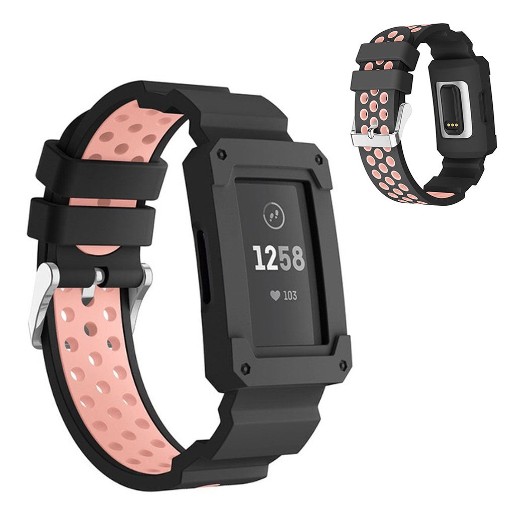 Glimrende Fitbit Charge 4 / Fitbit Charge 3 Silikone Urrem - Pink#serie_2