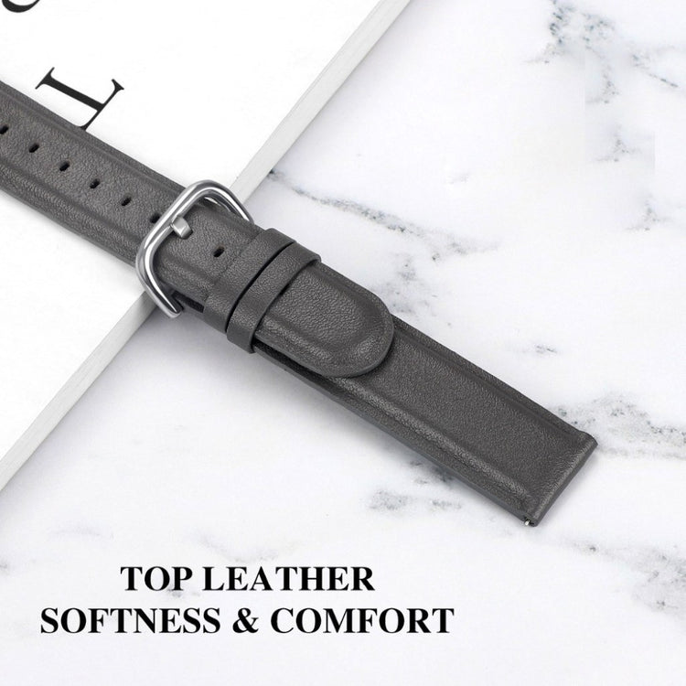 Eminent Fitbit Versa 3 / Fitbit Sense Ægte læder Rem - Sølv#serie_3