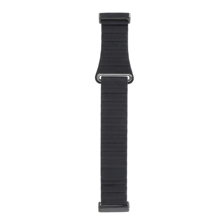 Fed Fitbit Versa 3 / Fitbit Sense Ægte læder Rem - Sort#serie_1