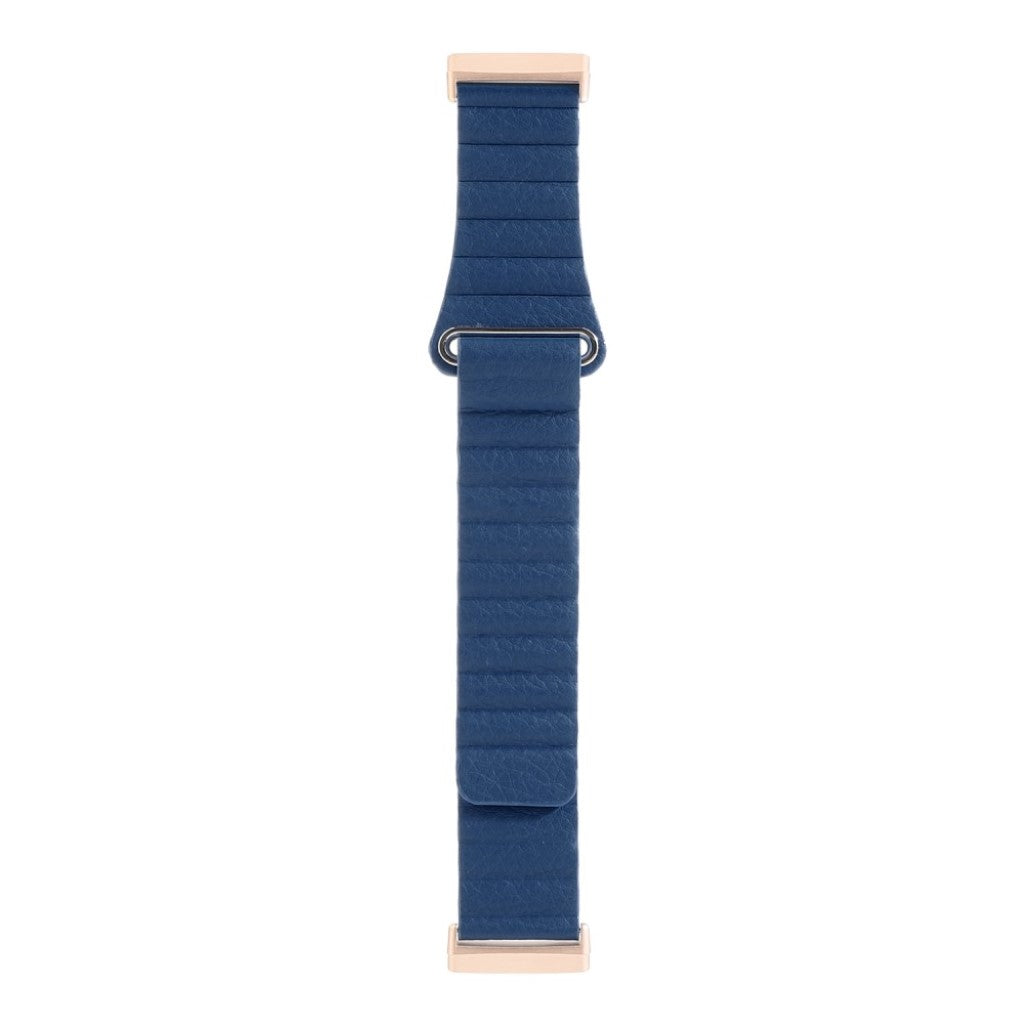 Fed Fitbit Versa 3 / Fitbit Sense Ægte læder Rem - Blå#serie_10