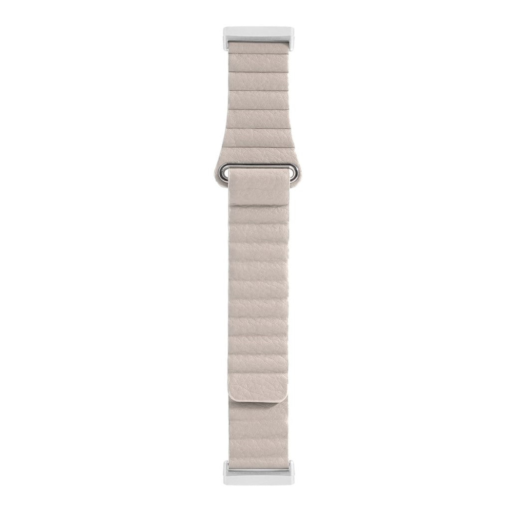 Fed Fitbit Versa 3 / Fitbit Sense Ægte læder Rem - Beige#serie_3