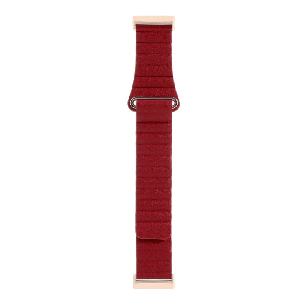 Fed Fitbit Versa 3 / Fitbit Sense Ægte læder Rem - Rød#serie_4
