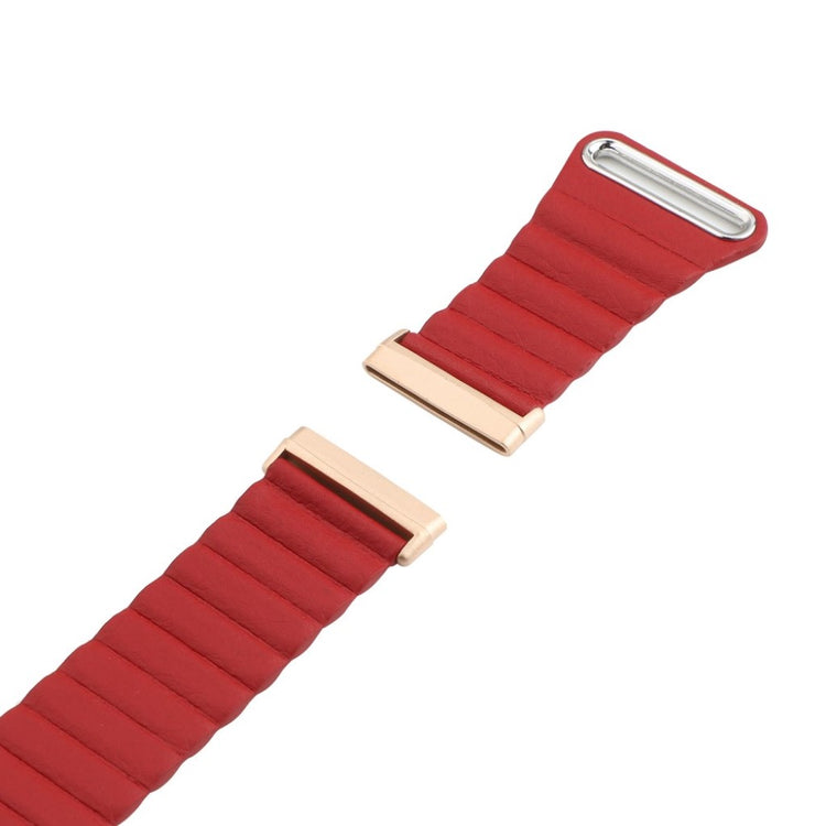 Fed Fitbit Versa 3 / Fitbit Sense Ægte læder Rem - Rød#serie_4