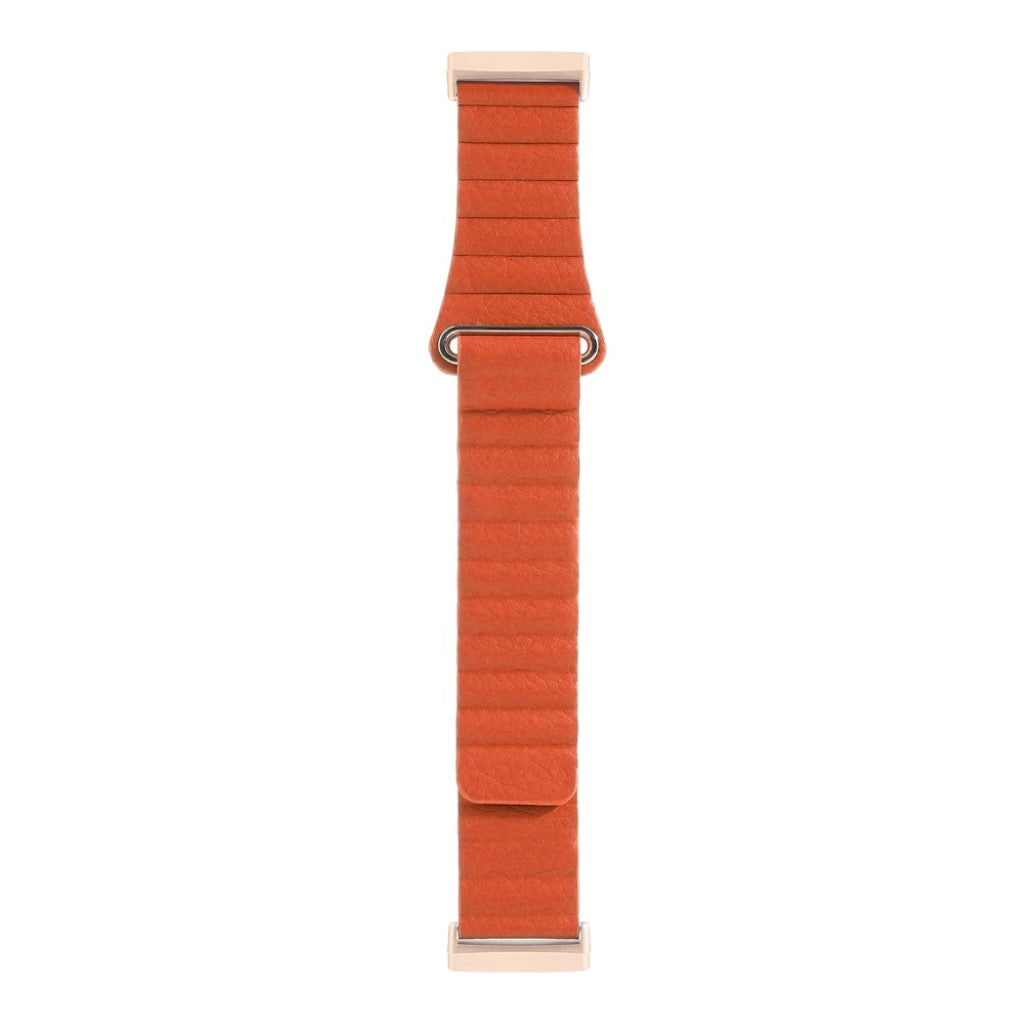 Fed Fitbit Versa 3 / Fitbit Sense Ægte læder Rem - Orange#serie_5