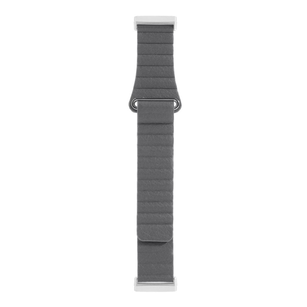 Fed Fitbit Versa 3 / Fitbit Sense Ægte læder Rem - Sølv#serie_8
