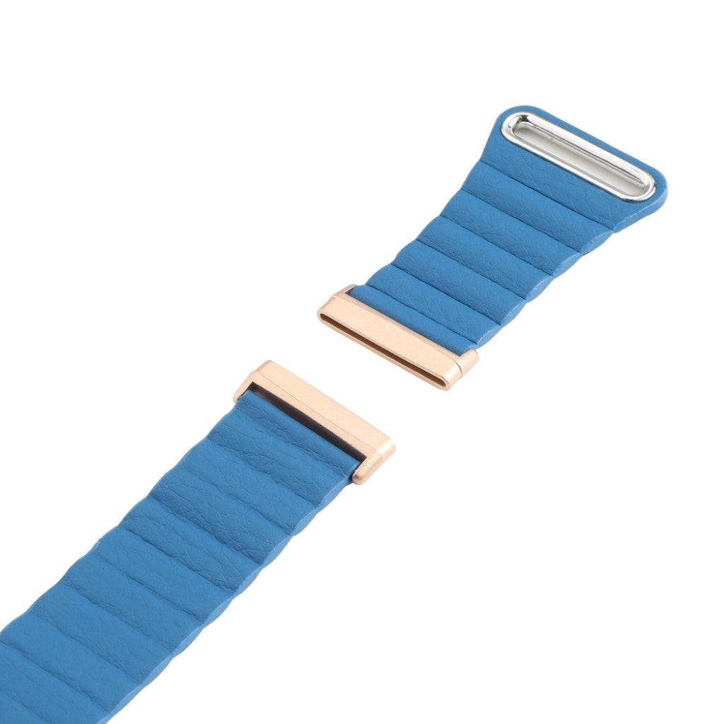 Fed Fitbit Versa 3 / Fitbit Sense Ægte læder Rem - Blå#serie_9